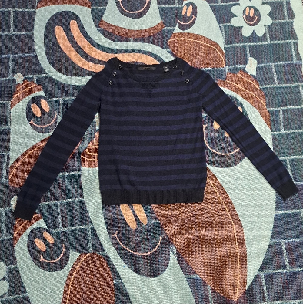 🌈 SCOTCH AND SODA STRIPED LONG SLEEVE SWEATER WITH BUTTON DETAILING-S